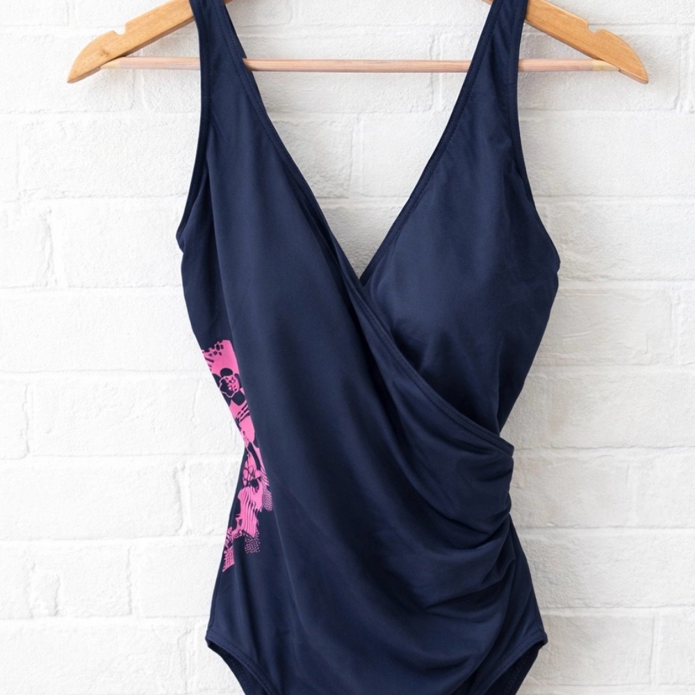 Stylish and Flattering Nabaiji Black and Pink Swimsuit